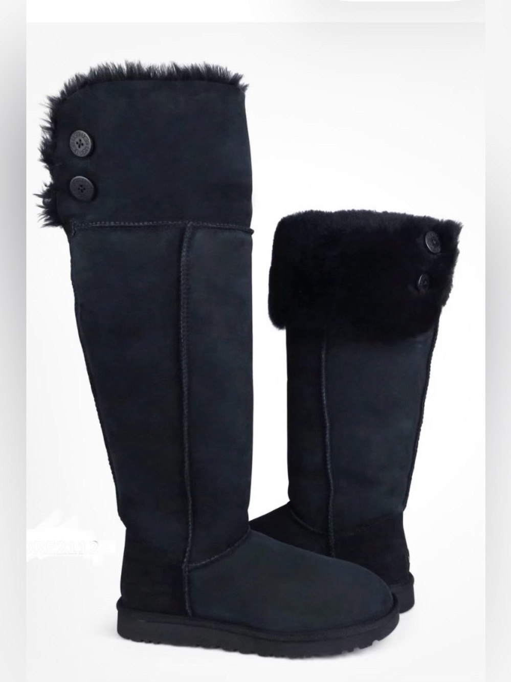 UGG Bailey Over The Knee Black Suede Boots Size 9
